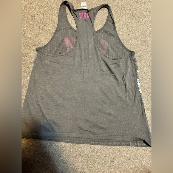 Victoria's Secret Tank Top Racerback. Gray. PINK. Sequins You Only Live Once L - Picture 7 of 8
